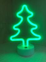 Groenovatie LED Neon Tafellamp Kerstboom, Op Batterijen en USB, 18x10x27cm, Groen