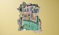 Conni Oberkircher´s Wandfolie 3 D sticker beton Venice Alley - Venetië Waterweg, vakantie, Italië, Adria