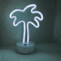 Groenovatie LED Neon Tafellamp Palm, Op Batterijen en USB, 17x10x24cm, Koel Wit