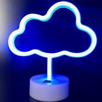 Groenovatie LED Neon Tafellamp Wolk, Op Batterijen en USB, 22x10x23cm, Blauw