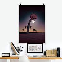 Klebefieber Poster Basketball mit Mond