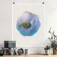 Klebefieber Poster Wasserfarben - Anemone auf dem Fluss