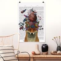 Bilderwelten Poster Spruch - Hochformat Vogelfänger - Fuchs mit Artischocke