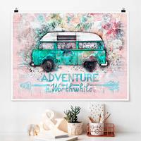 Klebefieber Poster Bulli Adventure Collage Pastell