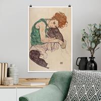 Klebefieber Poster Kunstdruck Egon Schiele - Sitzende Frau mit hochgezogenem Knie