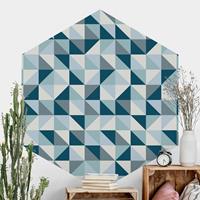 Bilderwelten Hexagon Mustertapete selbstklebend Blaues Dreieck Muster