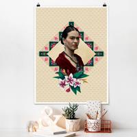 Klebefieber Poster Kunstdruck Frida Kahlo - Blumen und Geometrie