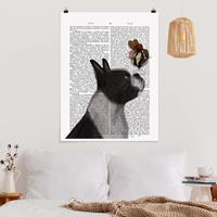 Bilderwelten Poster Spruch - Hochformat Tierlektüre - Terrier mit Eis