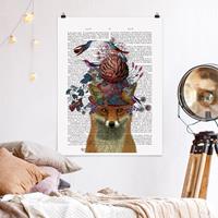 Bilderwelten Poster Spruch - Hochformat Vogelfänger - Fuchs mit Artischocke