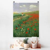 Klebefieber Poster Matt inkl. Posterklammern Pál Szinyei-Merse - Sommerlandschaft mit blühendem Mohn