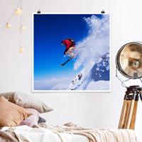 Bilderwelten Poster - Quadrat Skisprung am Hang