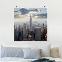 Bilderwelten Poster Architektur & Skyline - Quadrat Sonnenaufgang in New York