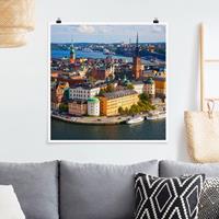 Bilderwelten Poster Architektur & Skyline - Quadrat Stockholm in Schweden