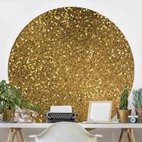 Bilderwelten Runde Mustertapete selbstklebend Glitzer Konfetti in Gold