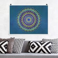 Klebefieber Poster Mandala Blau Gold