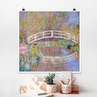 Bilderwelten Poster Kunstdruck - Quadrat Claude Monet - Brücke Monets Garten