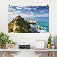 Klebefieber Poster Nugget Point Leuchtturm und Meer Neuseeland