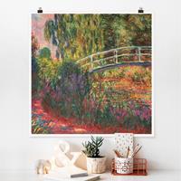 Bilderwelten Poster Blumen - Quadrat Claude Monet - Japanische Brücke im Garten von Giverny