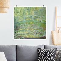 Bilderwelten Poster Kunstdruck - Quadrat Claude Monet - Japanische Brücke