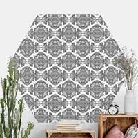 Bilderwelten Hexagon Mustertapete selbstklebend Aquarell Barock Muster mit Ornamenten in Grau
