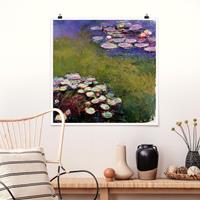 Bilderwelten Poster Kunstdruck - Quadrat Claude Monet - Seerosen