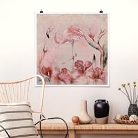 Klebefieber Poster Shabby Chic Collage - Flamingo