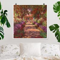 Bilderwelten Poster Blumen - Quadrat Claude Monet - Weg in Monets Garten in Giverny