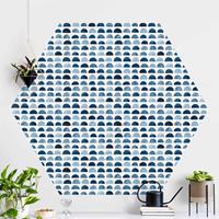 Bilderwelten Hexagon Mustertapete selbstklebend Aquarell Halbkreise in Indigo