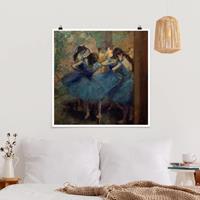 Bilderwelten Poster Kunstdruck - Quadrat Edgar Degas - Blaue Tänzerinnen