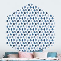 Bilderwelten Hexagon Mustertapete selbstklebend Aquarell Kleckse in Indigo