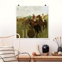 Bilderwelten Poster Kunstdruck - Quadrat Edgar Degas - Jockeys auf Rennbahn