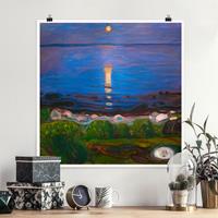 Bilderwelten Poster Strand - Quadrat Edvard Munch - Sommernacht am Meeresstrand