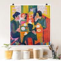 Bilderwelten Poster Kunstdruck - Quadrat Ernst Ludwig Kirchner - Kaffeetisch