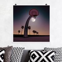 Klebefieber Poster Basketball mit Mond