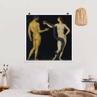 Bilderwelten Poster Kunstdruck - Quadrat Franz von Stuck - Adam und Eva