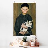 Klebefieber Poster Kunstdruck Paula Modersohn-Becker - Knabe mit Katze