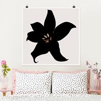 Klebefieber Poster Grafische Pflanzenwelt - Orchidee Schwarz und Gold