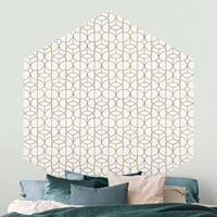 Bilderwelten Hexagon Mustertapete selbstklebend Art Deco Schmetterling Linienmuster XXL