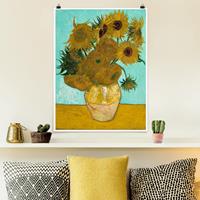 Klebefieber Poster Kunstdruck Vincent van Gogh - Vase mit Sonnenblumen