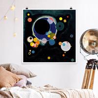 Bilderwelten Poster Kunstdruck - Quadrat Wassily Kandinsky - Skizze Kreise