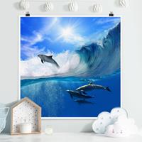 Klebefieber Poster Playing Dolphins