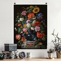 Klebefieber Poster Kunstdruck Jan Davidsz de Heem - Glasvase mit Blumen