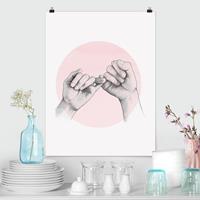 Klebefieber Poster Illustration Hände Freundschaft Kreis Rosa Weiß