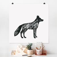 Bilderwelten Poster Tiere - Quadrat Tiere mit Weisheit - Fuchs