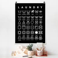 Klebefieber Poster Laundry Symbole Schwarz-Weiß