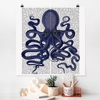 Bilderwelten Poster Tiere - Quadrat Tierlektüre - Oktopus