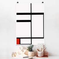 Klebefieber Poster Kunstdruck Piet Mondrian - Komposition Rot Schwarz Weiß
