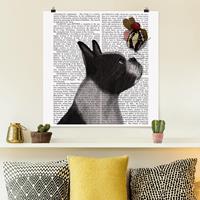Bilderwelten Poster Tiere - Quadrat Tierlektüre - Terrier mit Eis