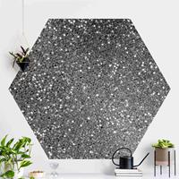 Bilderwelten Hexagon Mustertapete selbstklebend Glitzer Konfetti in Schwarz-Weiß