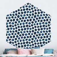 Bilderwelten Hexagon Mustertapete selbstklebend Große Aquarell Polkadots in Indigo